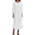 thumbnail image 4 of DuoJiaJ Womens Casual Dress, Crew Neck Ruffled Long Sleeve Dresses White S-5XL, 4 of 6