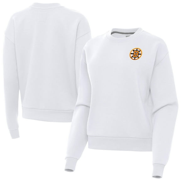 Women's Antigua White Boston Bruins Victory Pullover Sweatshirt