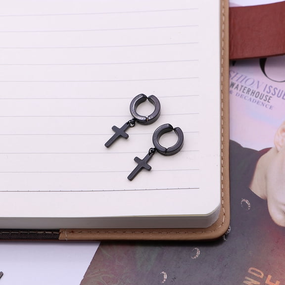 Soimiss Ear Cuff Clip on Earrings Black No Pierce Ear Clips Jewelry Solid Durable Design