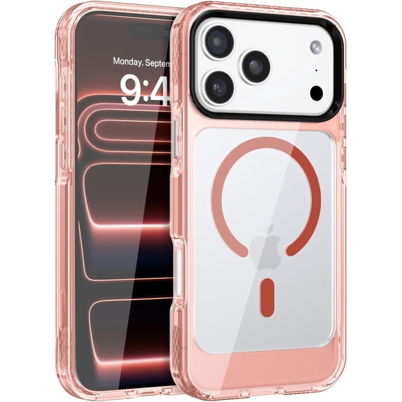 Magnetic for iPhone 17 Pro Max Case [Compatible with MagSafe] [Mil-Grade Drop Tested], Clear Shockproof Protective Airbag Phone Case for iPhone 17 Pro Max 6.9'', Orange