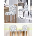 thumbnail image 5 of Blue Floral Birds Bar Stool Covers Set of 6, Farmhouse Flowers Pastoral Stretch Washable Bar Chair Covers with Backs, Removable Pub Counter Height Chair Cover for Kitchen Dining Room Cafe, 5 of 7