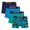 Camo print; Green Reef solid; Blue Champion logo print; Athletic Navy solid, variant on Champion Boys' Everyday Active Stretch Boxer Briefs, 4-Pack