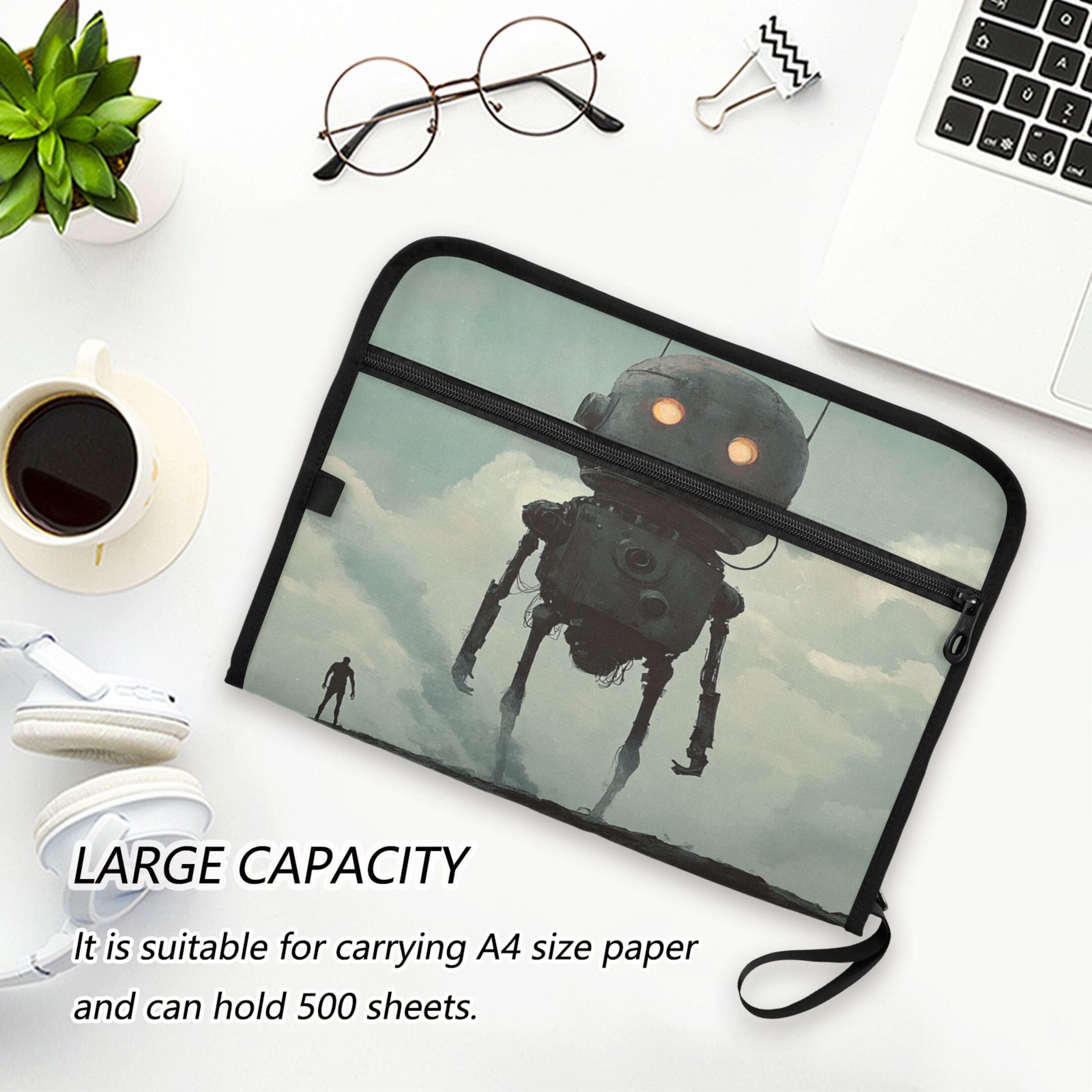 WOBOGO Tall Digital Robot Expanding File Folder Letter Size Accordion Filing Organizer 13 Pocket Separate Organ Pocket