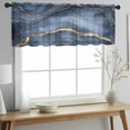 thumbnail image 2 of Navy Blue Marble Valance Curtains for Kitchen/Living Room/Bathroom/Bedroom Window, Rod Pocket Small Topper Half Short Window Curtains Voile Sheer Scarf, Modern Contemporary Art 54"x18", 2 of 8