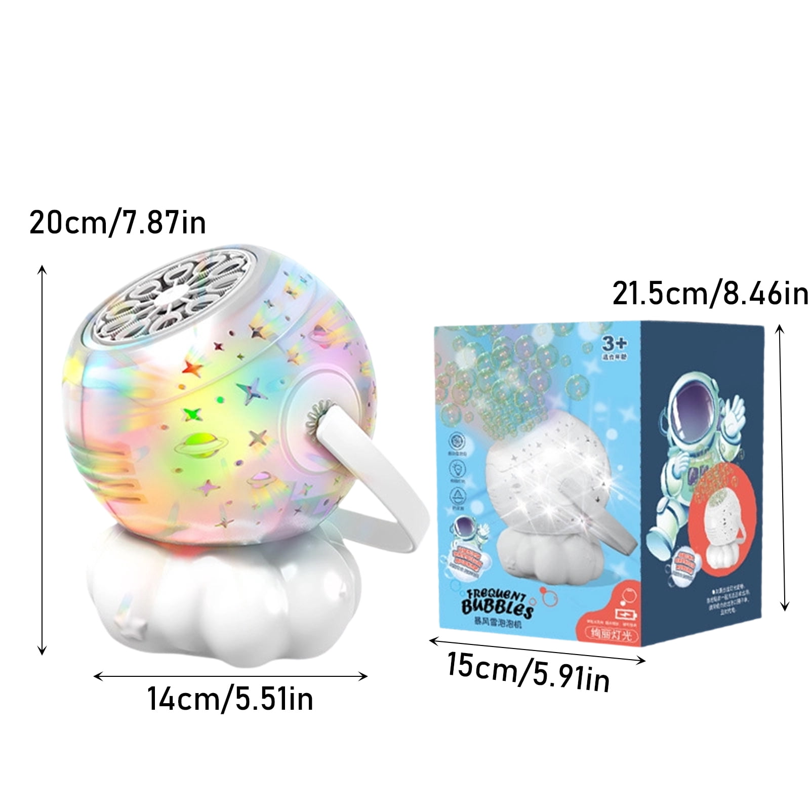 2-in-1 Galaxy Projector Bubble Machine with 100ml Bubble Concentrate, Charging Cable, Rotating Handheld Design with Light, Outdoor, Party, Wedding