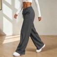 thumbnail image 5 of Sweatpants for Women Plus Size Winter Solid Color Elastic Waist Warm Pants Athletic Wide Leg Drawstring Trousers with Pockets, 5 of 8