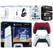 Sony PlayStation 5 Slim Digital Astro Bot Bundle with Disc Drive, Extra Controller, MightySkins Voucher and 2 Year Extended Warranty - Volcanic Red