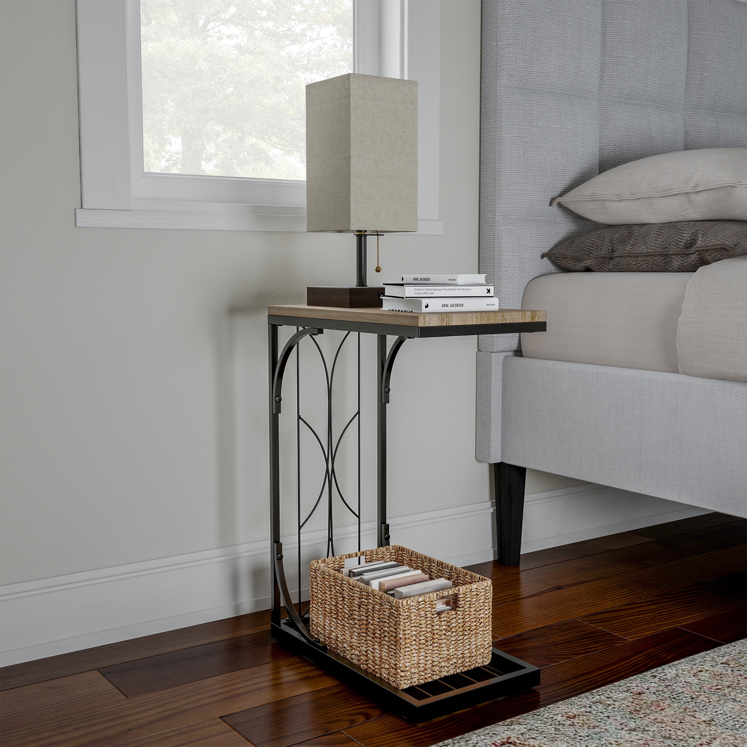 Sofa Side Table - C Shaped End Table - Rustic Farmhouse ...