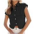 thumbnail image 2 of Short Sleeveless Jean Jacket Womens Cropped Button Denim Vests Lapel Collar Loose Denim Tops with Pockets Black M, 2 of 6