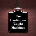 thumbnail image 2 of Use Caution on Weight Machines BLACK Aluminum Composite Sign 15''x18'', 2 of 9