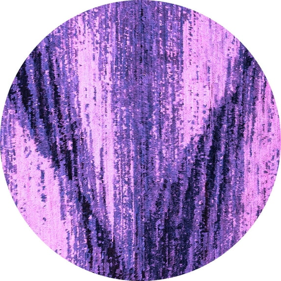 Ahgly Company Indoor Round Abstract Purple Modern Area Rugs, 3' Round