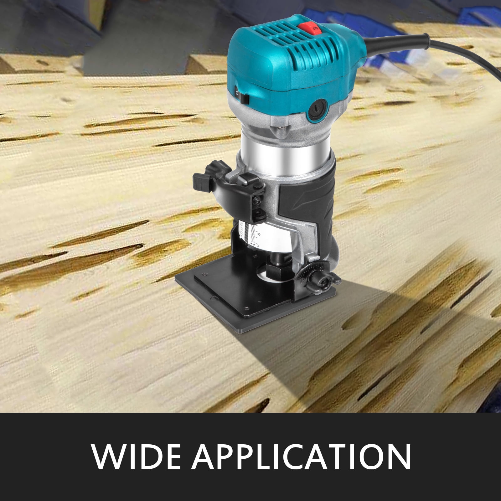 VEVOR 800W Max Torque Variable Speed 30,000RPM Compact Router with Collets 1/4" & 3/8" 1x Plunge Base & 1x Tilt Base