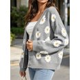 thumbnail image 2 of Long Sleeve Women's Button Down V Neck Knitted Floral Print Sweaters Cardigan, 2 of 6