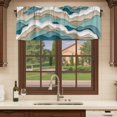 thumbnail image 6 of Turquoise Brown Ombre Curtain Valances for Windows, Kitchen Valance Window Treatments Panel 2 Pack, Modern Geometric Moire Abstract Art Rod Pocket Short Curtains for Bathroom Bedroom 54 x 18 Inch, 6 of 8