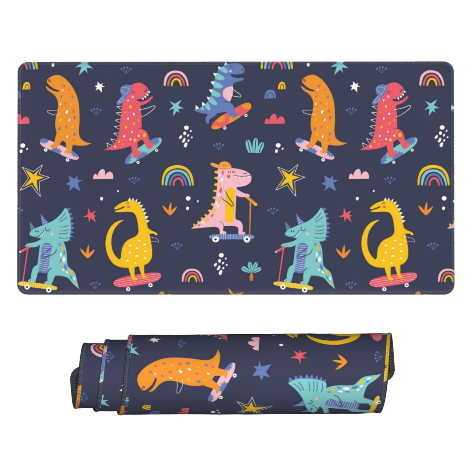 Kdxio Cartoon Dinosaur Scooter Sport Blue Print Large Gaming Mouse Pad,Non-Slip Base,Water Resist Keyboard Pad for Gamer,Office & Home,29.5 x 15.8 in