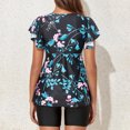 thumbnail image 5 of BLTIBY Tankini Swimsuits for Women Two Piece Bathing Suits Ladies Printed Short Sleeve Top with Shorts Sets Swimdress Swimsuit Black XXL, 5 of 9