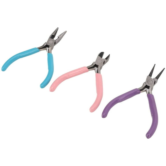 Small Pliers, Round Nose Sturdy Durable Diagonal Nose Needle Nose Pliers Carbon Steel Multifunction Set for DIY for Crafts for Jewelry