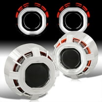 AJP Distributors Universal 2.5" Square Projector Bi-Xenon Headlights Headlamps Lights Lamps Retrofit Conversion Kit Upgrade Dual Halo Rings Shrouds Devil Demon Eyes CCFL HID LED Red White H1 Bulbs