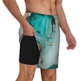 thumbnail image 3 of Goofa Turquoise Beach Kayaking Printed Men's Swim Trunks Board Shorts Quick Dry Mens Swimming Trunks with Compression Liner,Breathable Fit Hawaii Beach Shorts-3X-Large, 3 of 9