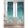thumbnail image 2 of Ocean Waves Sheer Curtains 108 Inch Long 2 Panels, Abstract Spray Beach Turquoise Brown Gradient Light Filtering Rod Pocket Semi Sheer Curtains, Sheer Voile Drapes for Living Room Bedroom, 52"x108", 2 of 5