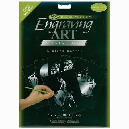 UPC: 0090672001733 | Foil Engraving Art Blank Boards 8 X10  6/Pkg-Silver  Pk 3  Royal Brush