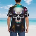 thumbnail image 6 of Daiia Modern Abstract Colorful Skull C Hawaiian Shirt for Men Gentle Cotton Regular Short Sleeve Casual-XX-Large, 6 of 9