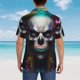 thumbnail image 4 of Balery Modern Abstract Colorful Skull C Camisas hawaianas de manga corta para hombre, camisas playeras de corte holgado, camisas de vacaciones con botones,Medium, 4 of 7