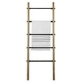 thumbnail image 7 of MyGift 5-ft Wall-Leaning Burnt Wood and Metal Pipe Towel Rack, 7 of 7