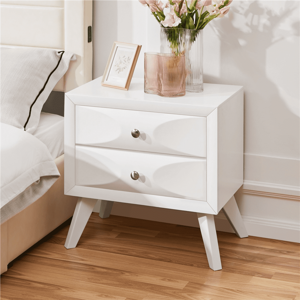 Renwick Modern Vintage 2-Drawer End Table with Spacious Storage, White