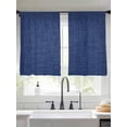 thumbnail image 3 of Vintage Navy Blue Semi Sheer Window Curtains 54 Inches Long, Farmhouse Retro Dark Solid Color Linen Texture Rod Pocket Voile Chiffon Curtain Light Filtering Drapes for Living Room, 52"x54", 2 Panels, 3 of 9