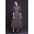 thumbnail image 4 of Bimba Robe à Carreaux Col Mandarin Manches Retroussables Robe Chemise-Moyenne, 4 of 5