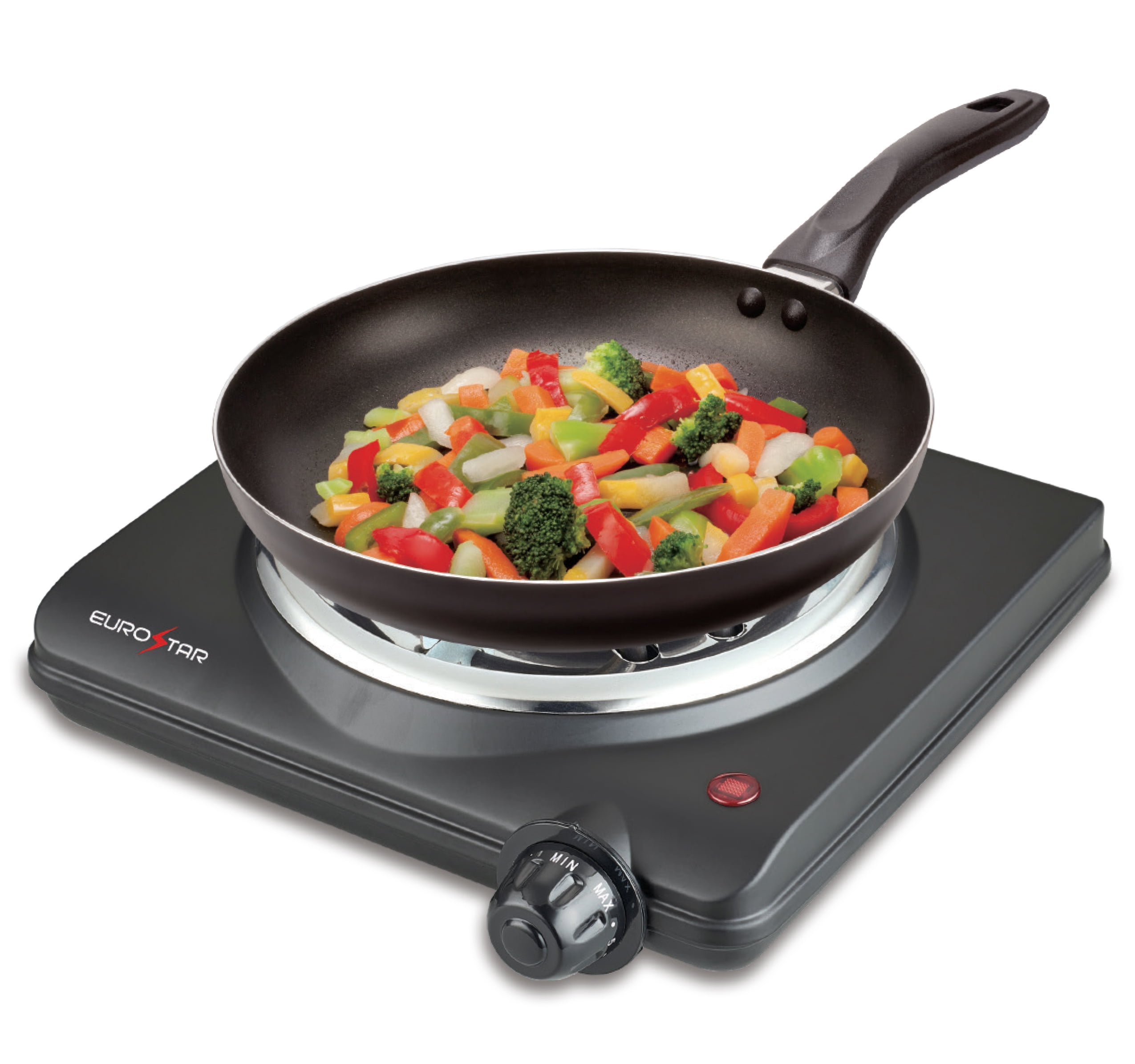EUROSTAR ES101BK Single Burner With Spiral Plate, Black