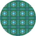 thumbnail image 1 of Ahgly Tapis Rond Lavable en Machine Intérieur Transitionnel Vert Profond, 8 Pieds Rond, 1 of 7