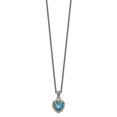 thumbnail image 5 of Auriga Fine Jewelry 925 Sterling Silver 9 mm with 14K Accent Antiqued Blue Topaz Heart Necklace 18" for Women, 5 of 6