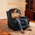 thumbnail image 6 of Recliner Chair, Power Reclining Single Sofa w/ LED Lights, USB Ports & Flip-Down Console, Breathing Leather Home Theater Seating for Living Room or RV, Black, 6 of 7
