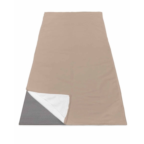 Beige Solid Color Yoga Towel for Hot Yoga Non Slip, Aesthetics Contemporary Luxury Yoga Mat Towel Absorbent Yoga Sweat Towels Microfiber Hot Yoga Blanket for Bikram Pilates 26"x70"