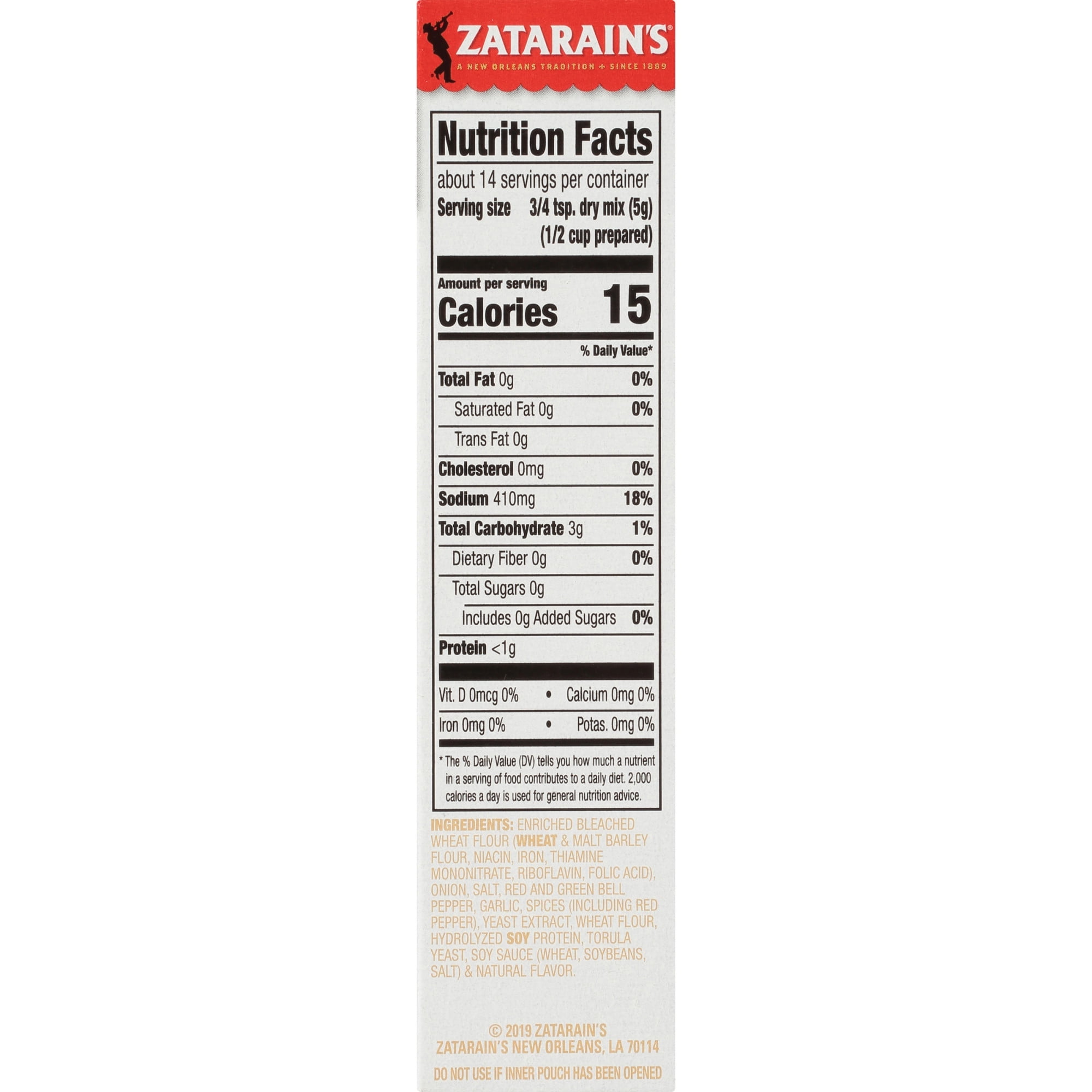 (8 pack) Zatarain's White Bean Seasoning, 2.4 oz