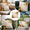 thumbnail image 6 of Pastoral Sunflower Throw Pillow Cover Plant Country Vintage Letter Background Cotton Linen Cushion Cover Throw Pillow Case with Invisible Zipper for Couch Sofa Bed Chair Car 16x16 Inch, 6 of 9