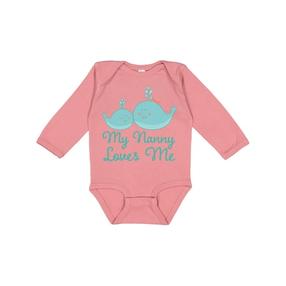 Inktastic Nanny Loves Me Grandchild Whale Boys or Girls Long Sleeve Baby Bodysuit