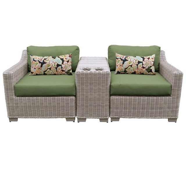 Coast 3 Piece Outdoor Wicker Patio Furniture Set in Cilantro
