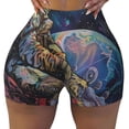 thumbnail image 2 of Naloa Rainbow Astronaut Space Landscape Biker Shorts for Women Seamless Scrunch Short Women’s Yoga Shorts for Gym Running Sport Shorts-Large, 2 of 8