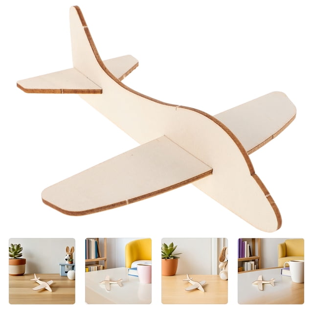 CTIRCHIU 20Pcs Wooden Airplane Model Kit Light Yellow DIY Plane for Creative Home and Portable Decor