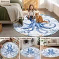 thumbnail image 5 of Ocean Octopus Round Rugs for Living Room 6ft Starfish Shell Seaweed Watercolor Non Slip Circle Rug Washable Low-Profile Indoor Carpet for Bedroom, Dining Room, Bathroom, 5 of 9