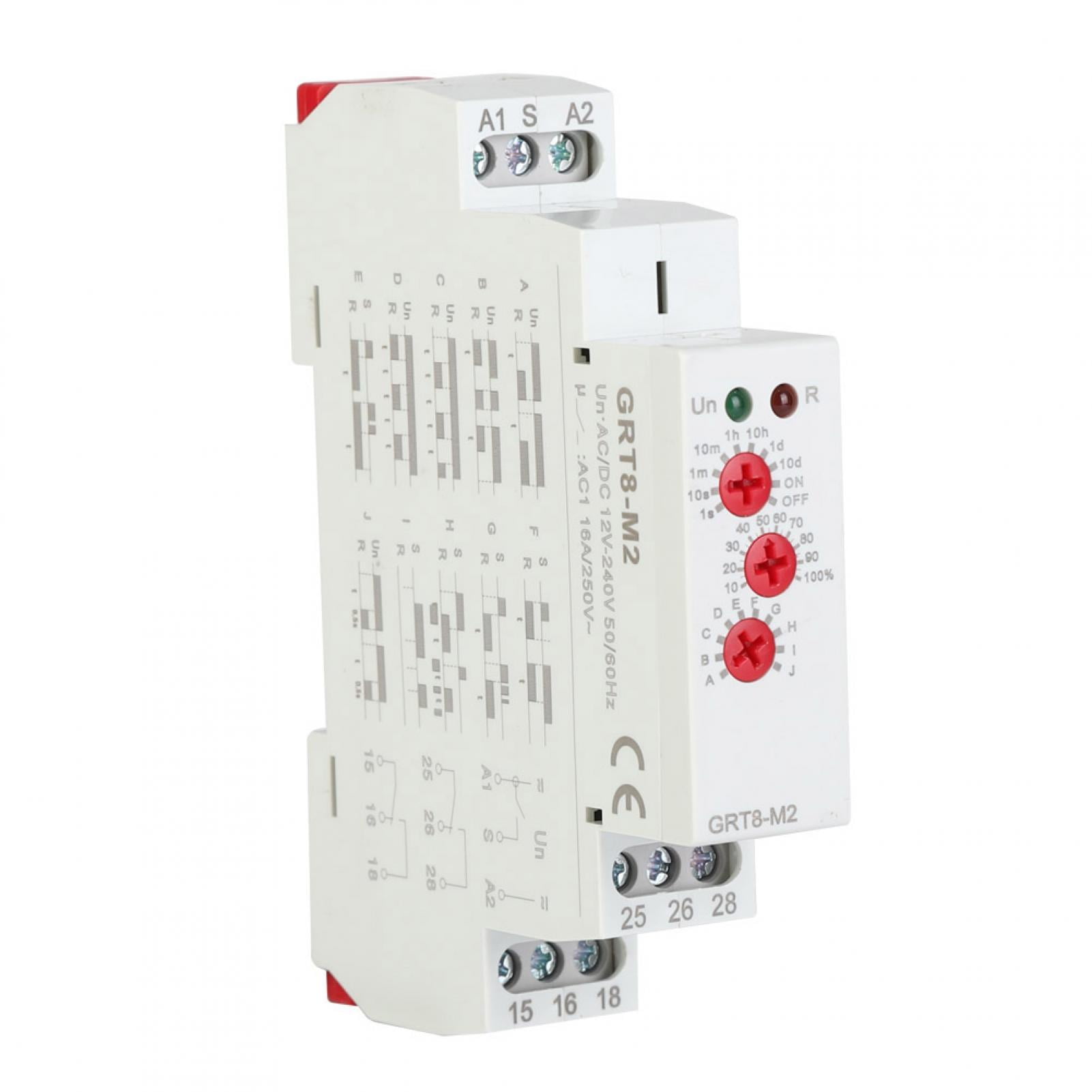 GRT8-M2 Multifunction Delay Time Relay – 10 Functions, DIN Rail Mount, AC/DC 12V-240V, 0.1s To 10 Days, For Industrial Control & Equipment