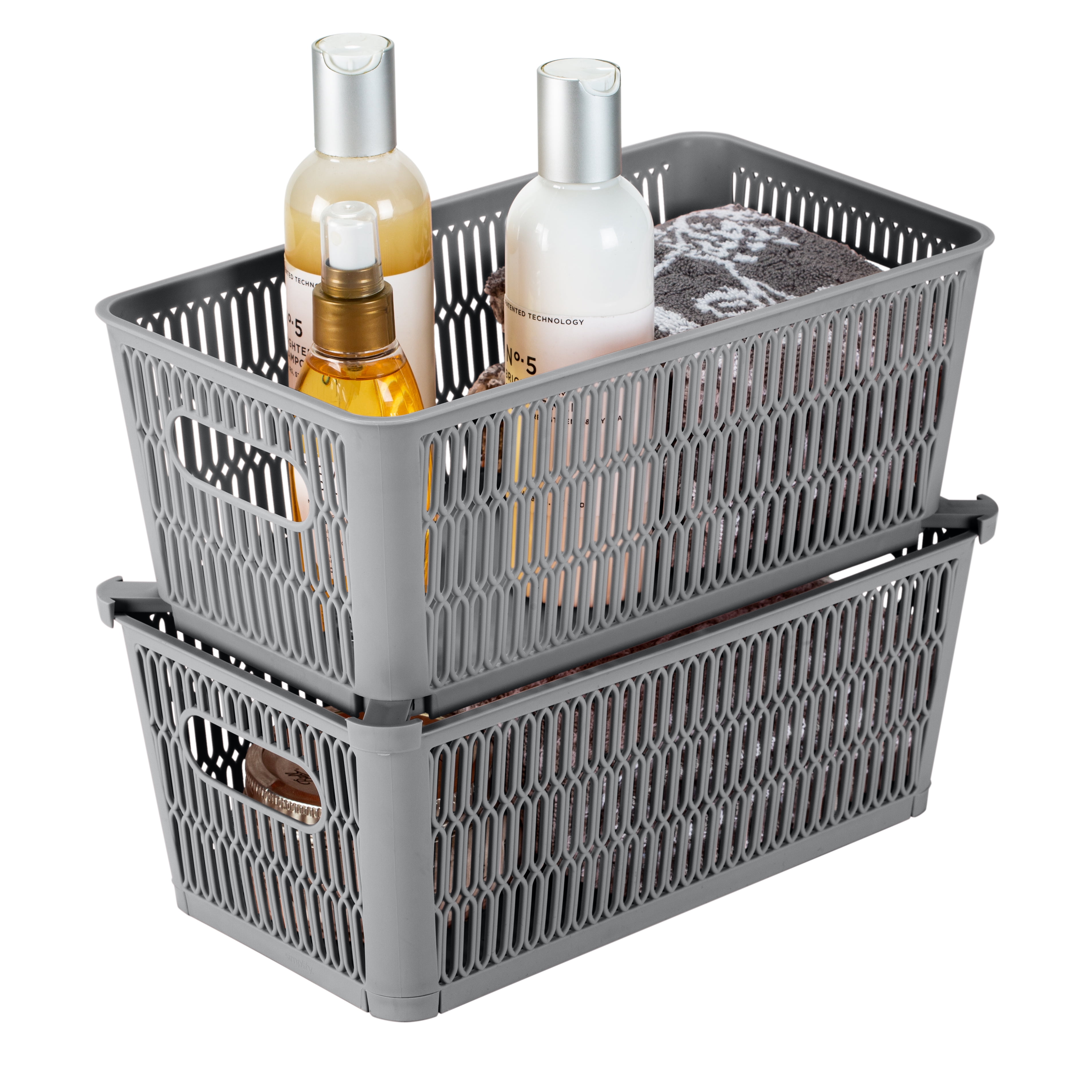  JiatuA Plastic Storage Basket with Handle Portable