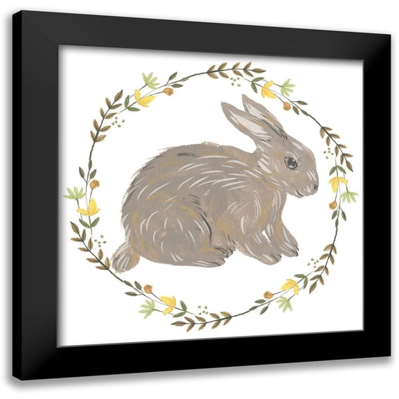 Wang, Melissa 12x12 Black Modern Framed Museum Art Print Titled - Happy Bunny Day I