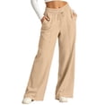 thumbnail image 3 of hotojiny High Waisted Sweatpants for Women Comfortable Wide Leg Athletic Pants with Pockets Loose Fit Lounge Pants(Khaki,X-Large), 3 of 8