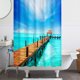 thumbnail image 5 of ¡Oferta! Cortina de ducha CICRKHB con estampado de playa y océano, 180 x 180 cm, con 12 ganchos de plástico, impermeable, para baño, resistente, lavable a máquina, secado rápido., 5 of 8