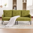 thumbnail image 2 of S-HOME Modern Plush Corduroy Upholstered Loveseat with Dual Side Pockets and Metal Legs, Sofa for Apartment, Olive Green, 2 of 16