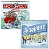 Monopoly Jr. & Scrabble Jr. Board Game Bundle Pack